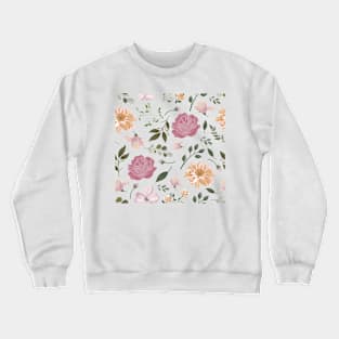 Old Rose Memories Flower Pattern Crewneck Sweatshirt